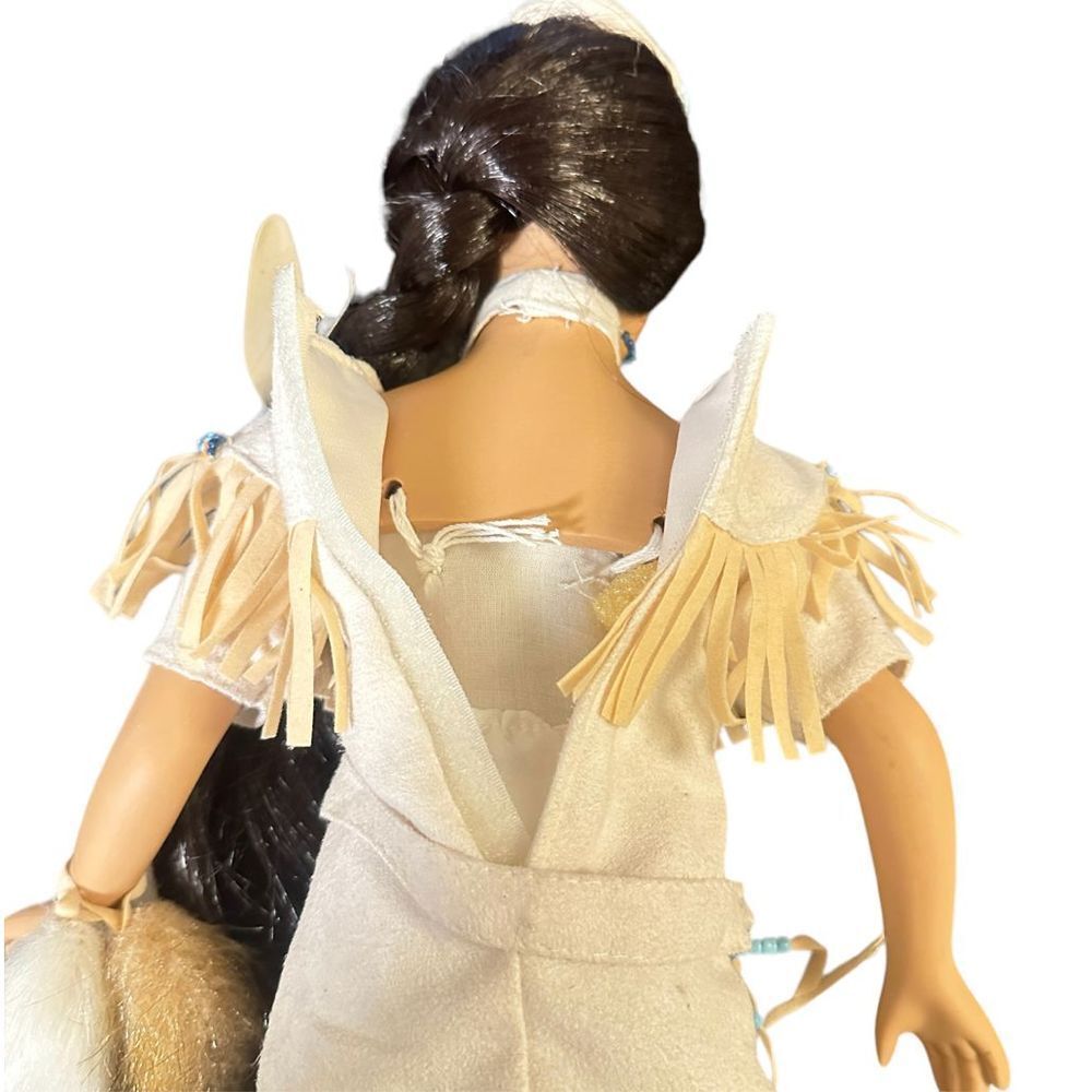 Vintage Native American Porcelain Doll Traditional Dress Fringe and Beads 16 inc - Picture 15 of 15